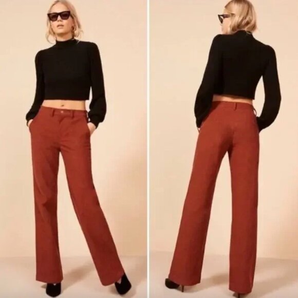 Reformation Dillon Corduroy Flare Pants Pink 27 - Picture 11 of 11